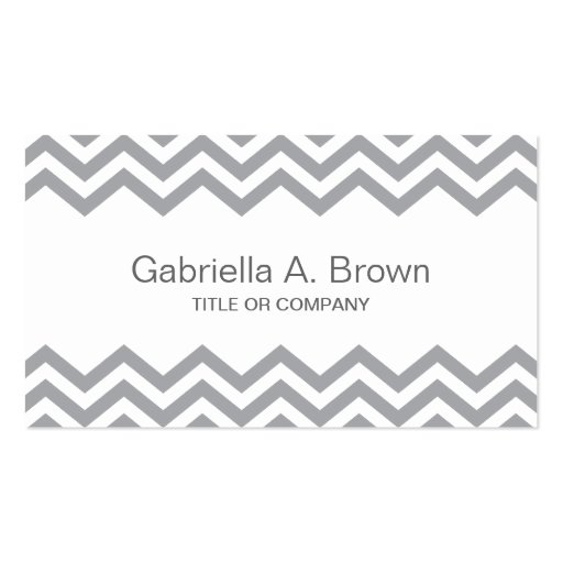 Elegant gray chevron zigzag pattern business card (front side)