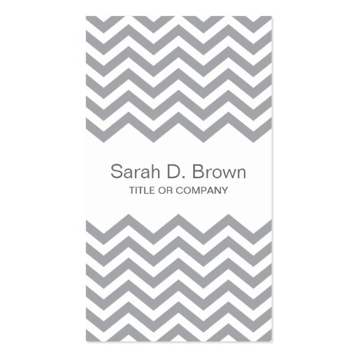 Elegant gray chevron zigzag pattern business card (front side)