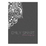 Elegant Gray Damasks White Vintage Lace Business Card Template