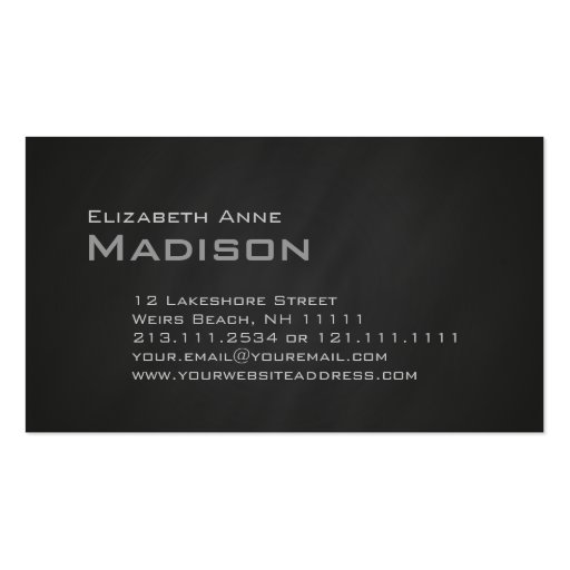 Elegant Gray Slate Chalkboard Monogram Classic Business Card Templates (front side)