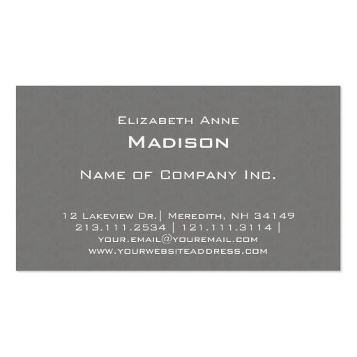 Elegant Gray Textured Monogram Centered Classic Business Card Template (front side)