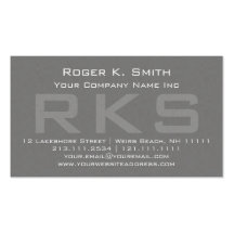 Elegant Gray Textured Monogram Classic Business Card Template