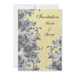 elegant "gray  yellow" flourish wedding invitation