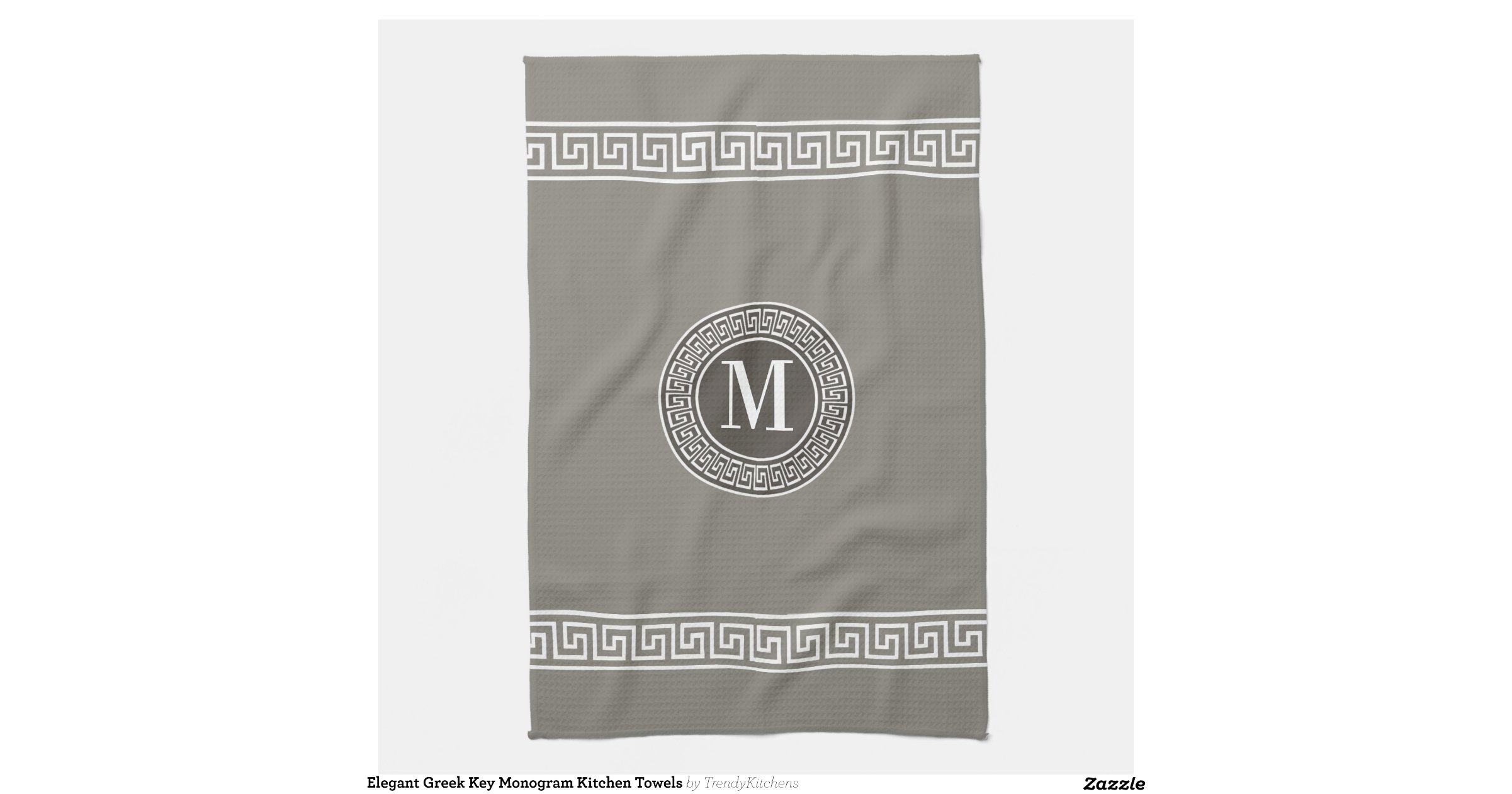 Elegant Greek Key Monogram Kitchen Towels Zazzle