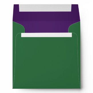 Elegant Green and Purple Linen Envelopes