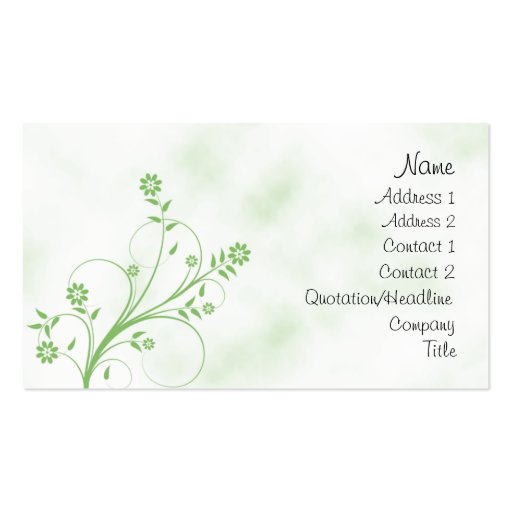 Elegant green and white floral design business card template (front side)