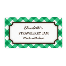 Elegant green and white gingham canning jar labels