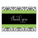 Elegant Green & Black Damask Thank You Card