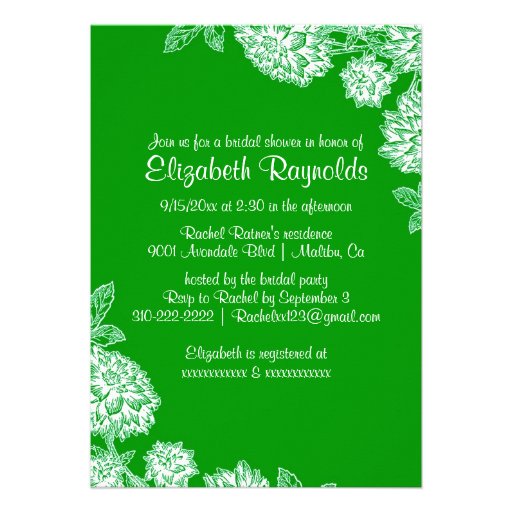 Elegant Green Bridal Shower Invitations