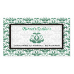 Elegant green damask fashion business cards