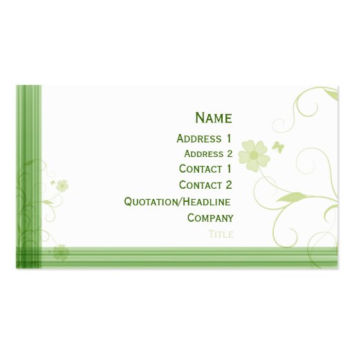 Elegant green floral design business card