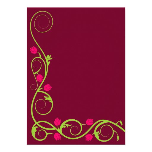 Elegant Green Fuchsia Swirls Wedding Invitation