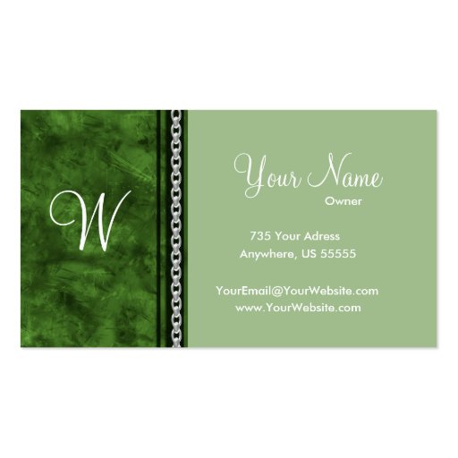 Elegant Green Grunge Business Cards (front side)