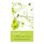 Elegant Green Hibiscus Floral Swirl Swallows Birds business cards