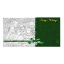 Elegant Green Holiday Photo Template Photo Cards