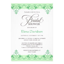 Elegant green lace damask bridal shower custom invite