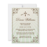Elegant green ornate frame first communion invite