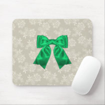 Elegant Green Ribbon on Lace Mousepad mousepads
