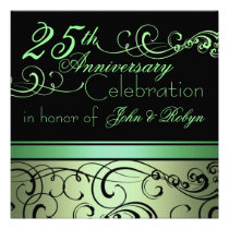 Elegant Green Swirl Wedding Anniversary Invite invitations