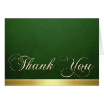 Elegant Green Texture Modern Gold Thank You Card