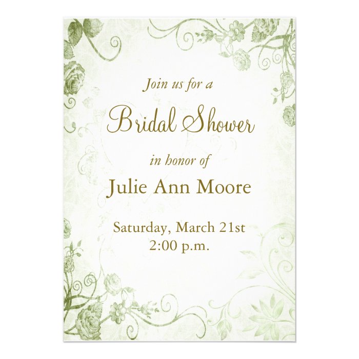 Elegant Green Vintage Bridal Shower Invitation