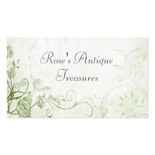 Elegant Green Vintage Flower Shop Business Card Template (front side)