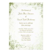 Elegant Green Vintage Wedding Invitation