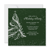 Elegant  Green & White Holiday Party Invitation
