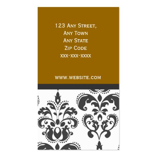 Elegant Grey and Gold Damask Pattern Business Card (back side)