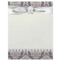 elegant grey and ivory ornate damask pattern letterhead