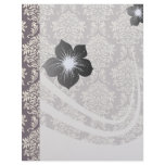 elegant grey and ivory ornate damask pattern custom letterhead
