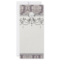 elegant grey and ivory ornate damask pattern rack card template