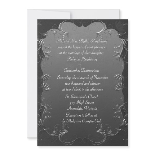 Elegant Grey and Silver Wedding Invitation