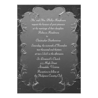Elegant Grey and Silver Wedding Invitation