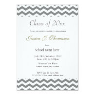elegant grey and white chevron photo graduation announcement