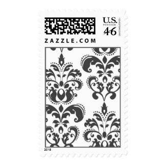 Elegant Grey and White Damask USPS Postage stamp