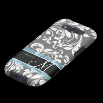 Elegant Grey and white floral damask w/ monogram casemate cases