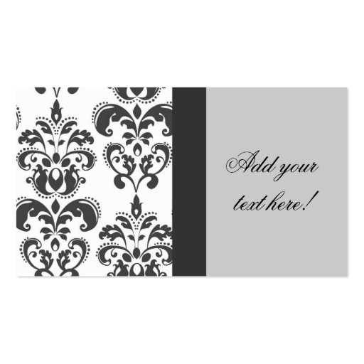 Elegant Grey Damask Pattern Business Card