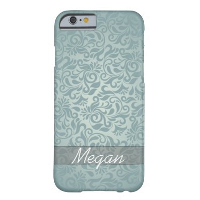 Elegant Grey/Green Damask Monogram Barely There iPhone 6 Case