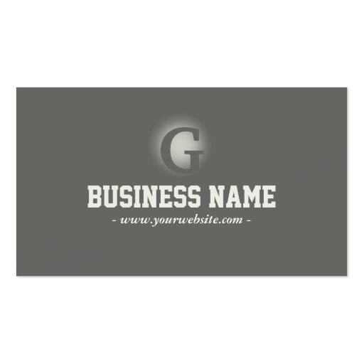Elegant Grey Monogram Business Card (front side)