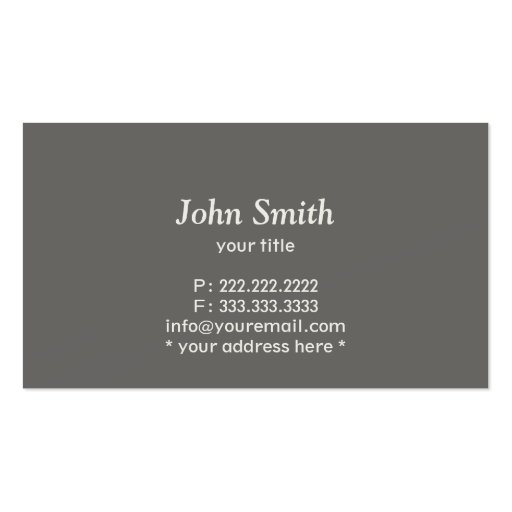 Elegant Grey Monogram Business Card (back side)