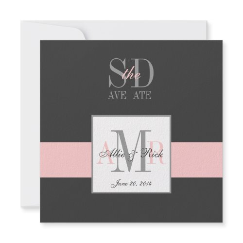 Elegant Grey Pink Save the Date Announcement invitation