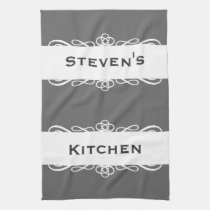 Elegant grey stripe name kitchen tea towel american mojo kitchen towels