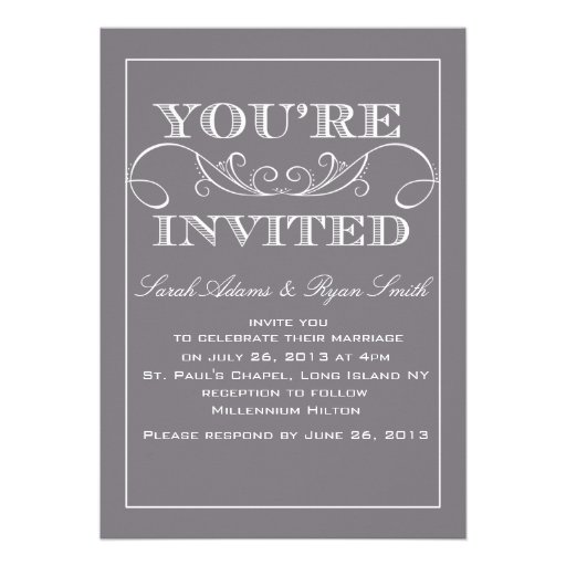 Elegant Grey Wedding Invitation