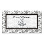 Elegant grey white damask fashion business cards