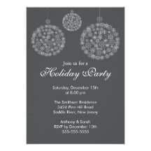 Elegant Grey & White Holiday Christmas Party Custom Invitations