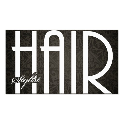 Elegant Hair Damask Stylist Business Cards (front side)