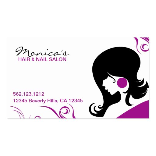 Elegant Hair Salon w/ Appointment Date Business Card Templates (front side)