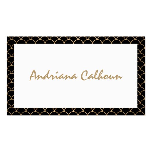 Elegant Handwritten Name with Art Deco Pattern Business Card (front side)