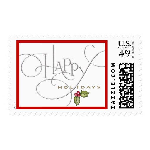 Elegant Happy Holidays Postage Stamp Zazzle